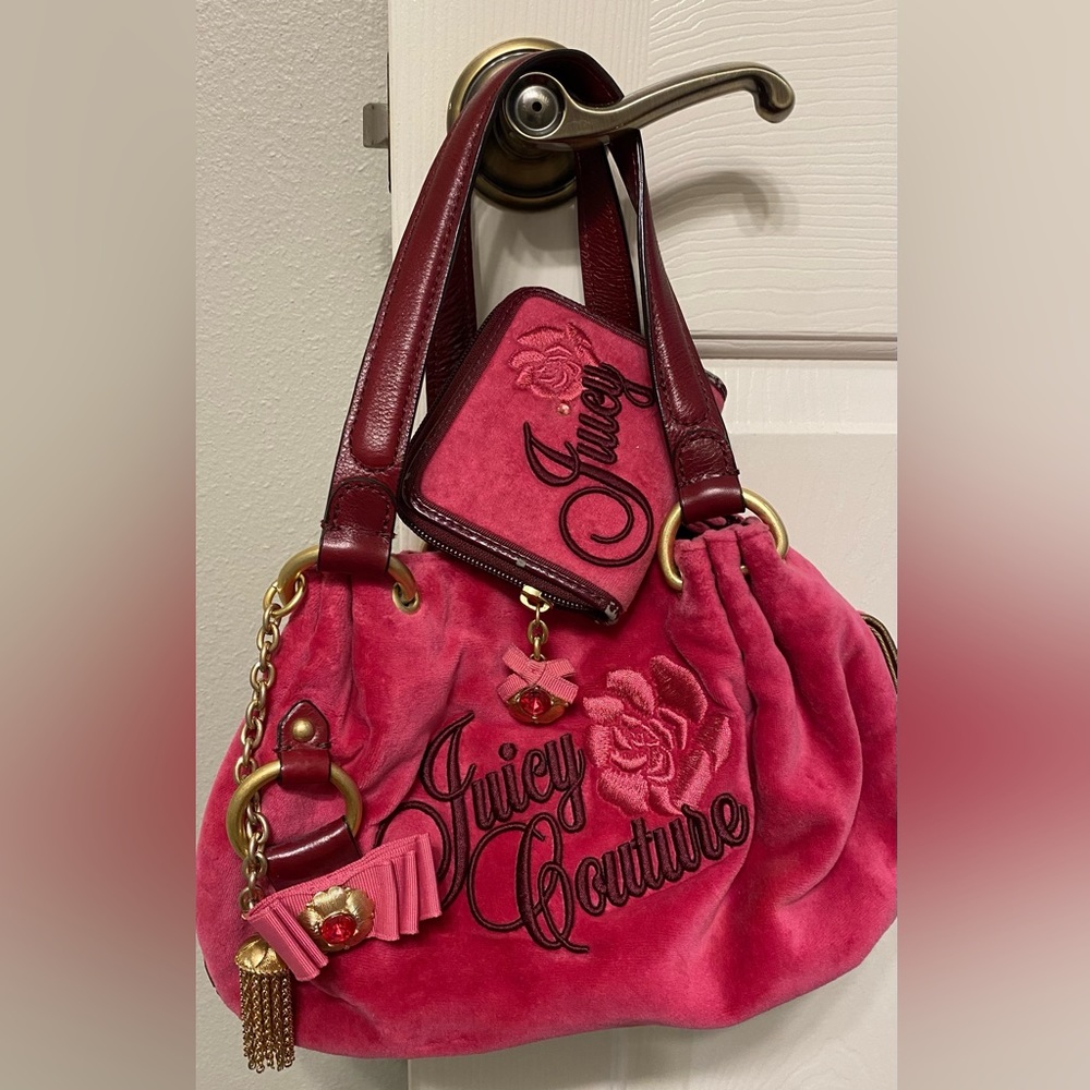 Pink Juicy Couture Vintage velvet purse and wallet